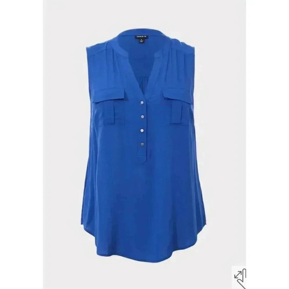 NWT Torrid Blue Harper Challis Pullover Blouse Sz 00‎ (10) - Picture 2 of 4